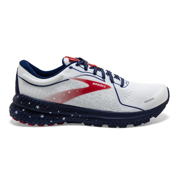 Brooks ADRENALINE GTS 21 Road Running Shoes Mens Outlet - White/Blue/Red (GEQ836947)